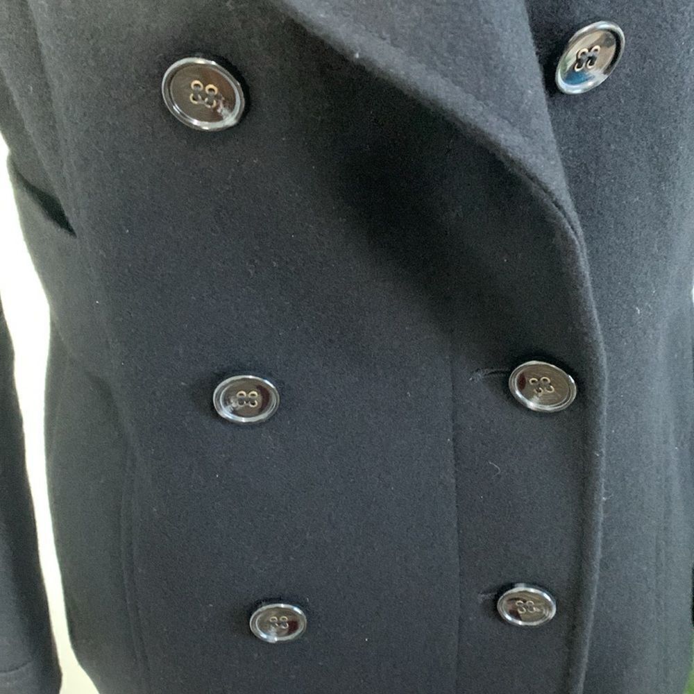 MODA International Black Wool Blend Pea Coat Size Medium Petite - Picture 4 of 16